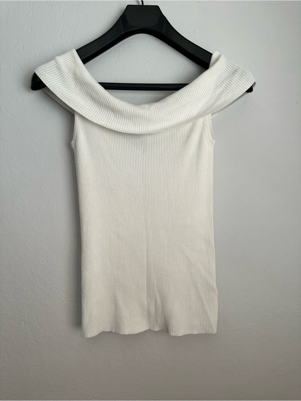 Express White Off-Shoulder Ribbed Knit Sweater - Picture 2 of 3
